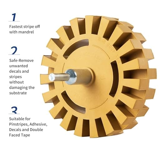 CowboyBOB Decal Remover Eraser Wheel Rubber Wheel for Drill Removes Car Stripes Vinyl Tapes and Graphics Rubber Eraser Wheel Tool Kit for Cars, RV, Motorcycles Sticker Remover Tool 1 Pack thumbnail 2