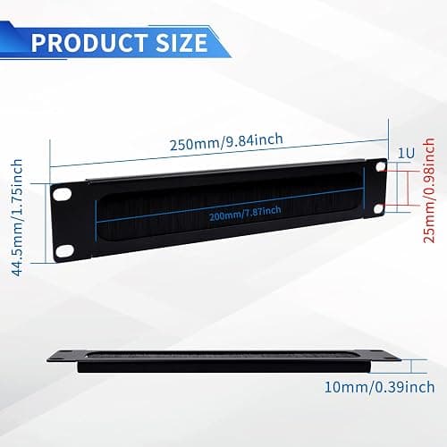GeeekPi 10 inch 1U Brush Cable Manager Rack Mount Cable Management Panel with Brush Strip for Cable Entry for DeskPi RackMate T1/T0/T2/T1 Plus/T0 Plus and 10 inch Server Rack or Network Cabinet (2) thumbnail 2