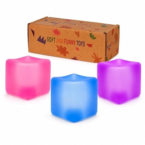 3 Pack Ice Cube Squishy Stress Balls, 1.97 x 1.97 in Soft Slow Rising Fidget Cubes, Clear Sensory Squeeze Set for Kids Teens & Adults, Silent Stretchy Desk Toy, Birthday Party Favor Ages 3+（3PCS） thumbnail 8