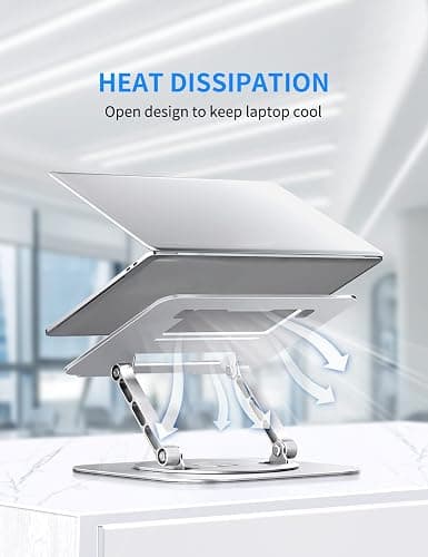 AOEVI Adjustable Computer Stand with 360 Rotating Base, Ergonimic Foldable Laptop Riser for Desk Compatible with MacBook Pro/Air Notebook up to 16 Inches, Silver thumbnail 5