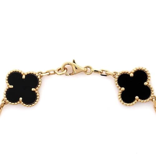 Van Cleef & Arpels, Pre-Loved Vintage Alhambra 5 Motifs Bracelet 18K Yellow Gold and Onyx, Yellow Gold thumbnail 2