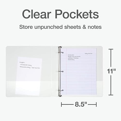Oxford Ring Binders, 1" Round Ring Binders, View Binder, Covers on 3 Sides, XtraLife Hinge, Non-Stick, PVC-Free, White, 225 Sheet Capacity (1002512) thumbnail 3