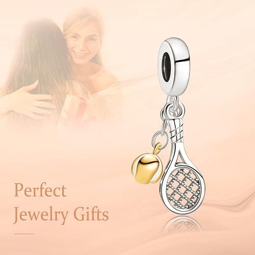 Annmors Tennisschläger Charm Anhänger S925 Sterling Silber Damen Armbänder Halskette Pendant thumbnail 3