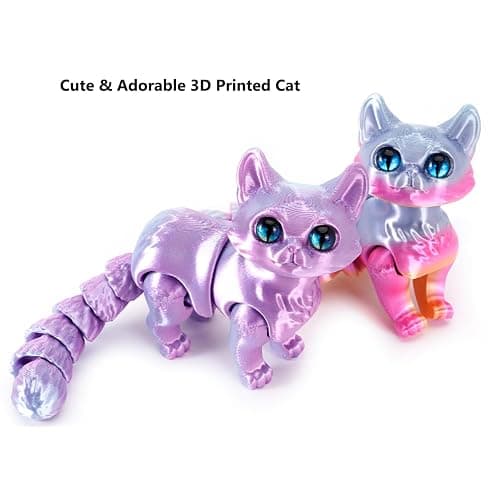 QINGMIAO 3D Printed Cat, Articulated Black Cat Toys for Adult, 3D Print Animals Fidget Toys Decor for Stress Relief, 3D Printing Action Figure Toys for Age15+(Light Purple) thumbnail 3