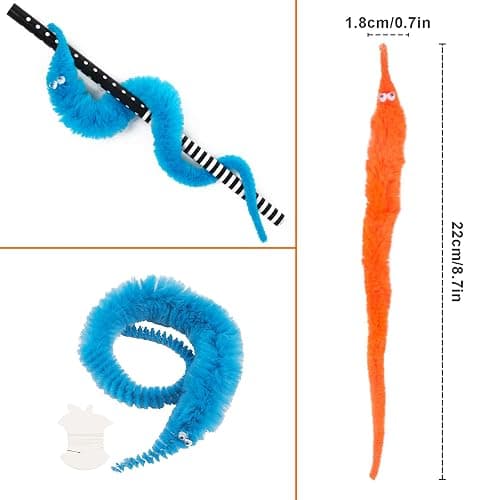 CCINEE 48 Pcs Magic Twisty Worm Wiggly Twisty Fuzzy Worms on a String Magic Worm Toys for Kid Cat Party Favors, 12Colors thumbnail 3