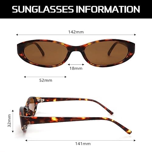 GUVIVI Retro Oval Sunglasses for Women Chic Cat Eye 90s Sunnies Lightweight Narrow Shades Trendy UV protection Sun Glasses thumbnail 4