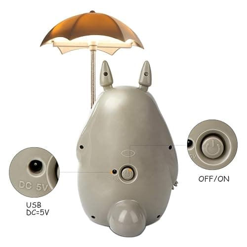 Lenporl Totoro Umbrella LED Night Light Kid's Character Lamp USB Charge (White Belly) Bonus Totoro Tumbler thumbnail 3