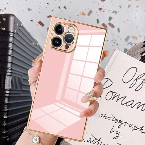 KANGHAR Case Compatible with iPhone 14 Pro Luxury Cute Plating Design Case Full-Body Anti-Scratch Shockproof Bumper Protective Cover for iPhone 14 Pro Pink thumbnail 6