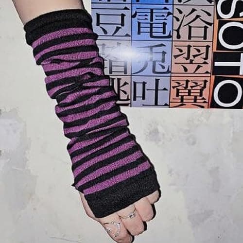 VTTDB Arm covers cute women kawaii japanese harajuku Goth Half Finger Knitted Arm Warmer Y2K Gloves Arm Sleeve for girl thumbnail 6