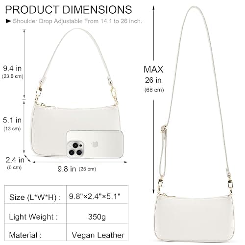 NIUEIMEE ZHOU Shoulder Bag for Women Retro Vegan Leather Classic Clutch Tote HandBags Purses with Zipper Closure thumbnail 7