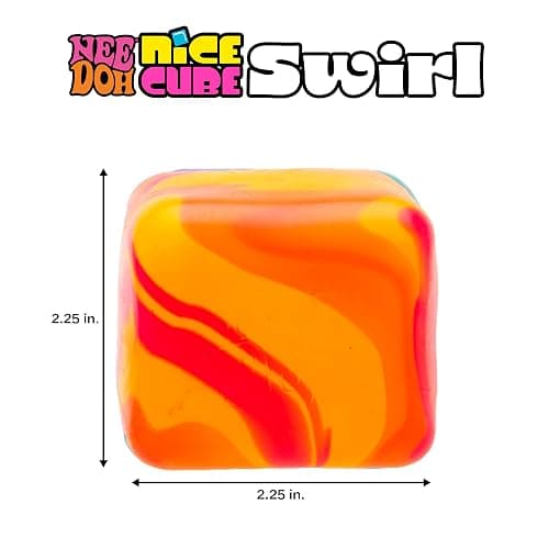 Schylling NeeDoh Nice Cube Swirl - Sensory Toy with a Super Solid Squish - Unique, Swirling Color Blend - Ages 3 and Up - Orange; One Cube Per Pack thumbnail 5