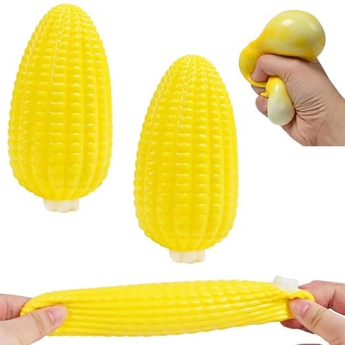 MSRRTUSY 2Pcs Corn Stress Relief Toys,Funny Cute Stretchy Squishy Toys,Squeeze Toy for Adults and Kids,Squishy Fidget Toys,Classroom Prizes,Party Favors, Birthday Gift, Goodie Bag Stuffers - Image 1