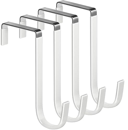 Mars-Rock Over Door Hooks w/Plastic Coat I: WT 5.5" Fit 0.5" to 2" Door 4Pcs - Image 1