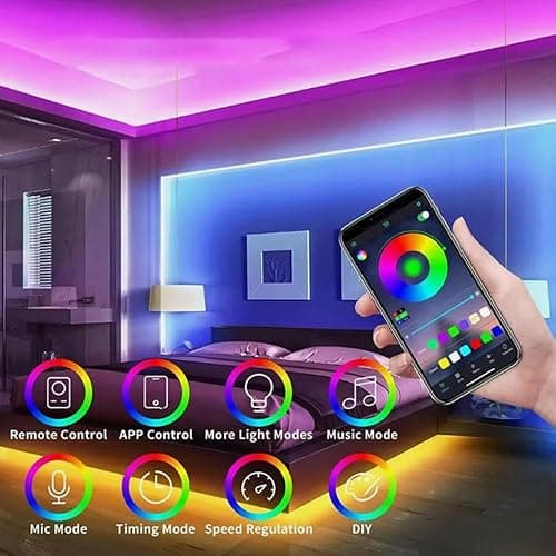 Gziztx LED Neon Lights Strip 10M LED Strip Light with Remote and APP Control, Waterproof Flexible RGB Neon Strip Lights for Bedroom, Game Room, Indoor and Outdoors thumbnail 3