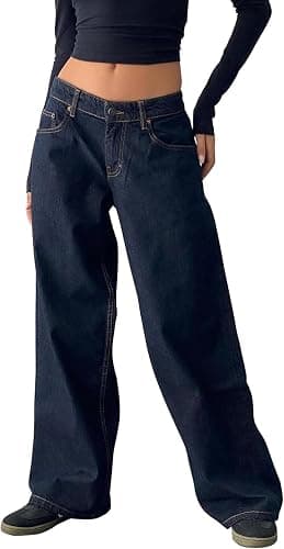 Low Rise Baggy Jeans for Women y2k Straight Wide Leg Boyfriend Streetwear Loose fit Jeans 2025 Fall Casual Denim Pants - Image 1