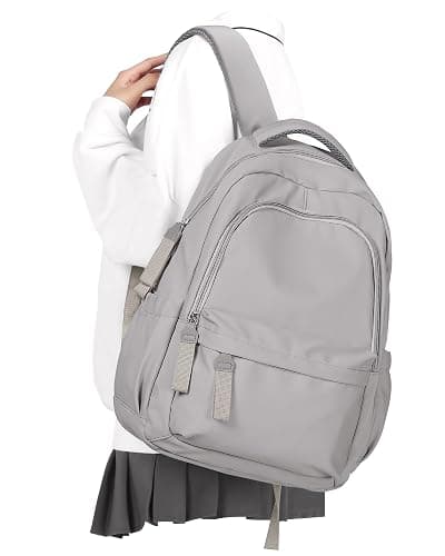 winspansy Small Backpack For School Girls Boys Aesthetic Lightweight Travel Daypack Simple Cute Backpack For Women Men College High School Bookbag Fit 14 Inch Laptop,Rrey Brown - Image 1
