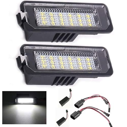 2Pcs Error Free LED License Plate Lights Tag Lamp Assembly Compatible/Replacement for Volkswagen VW Golf GTI MK4 MK5 MK6 MK7 CC Rabbit Polo EOS Phaeton Beetle Scirocco, 6000K White thumbnail 2