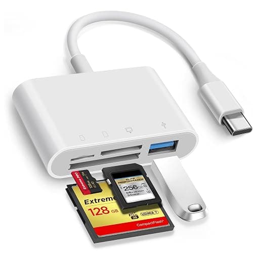 OPxjzws SD Card Reader, USB C to Micro SD/TF/CF Memory Card Reader, 4 in 1 USB Type C Camera Adapter for iPhone 15, iPad Pro, MacBook, Supports Memory Card SD/Micro SD/TF/Compact Flash - Image 1