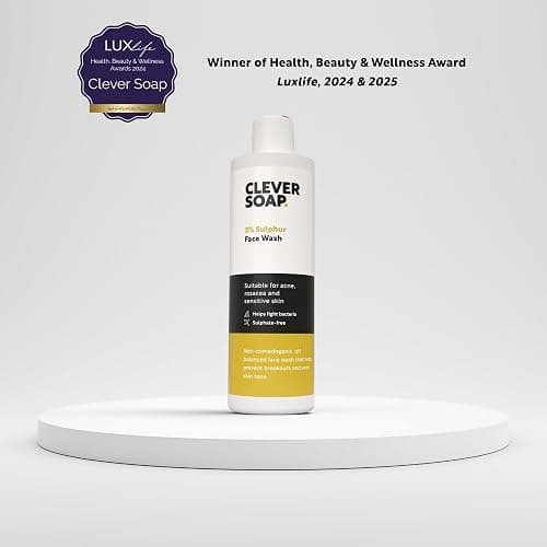 Clever Soap 3% Sulphur Face Wash - Exfoliating Blemish Control Cleanser - Antibacterial, Sensitive Sulfur Soap - Fragrance Free Moisturising Formula For Oily Skin - Men & Women thumbnail 2