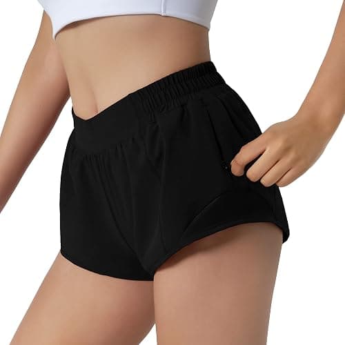 Aurefin Running Shorts for Women,Quick Dry Athletic Sports Shorts Lightweight Active Workout Gym Shorts with Zip Pocket thumbnail 2