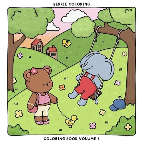 Berrie Coloring Volume 1: Cute and Cozy Coloring Book for Kids & Adults Featuring Easy to Color Animal Illustrations and Adorable Scenes (Cute & Cozy Coloring Books) - Image 1