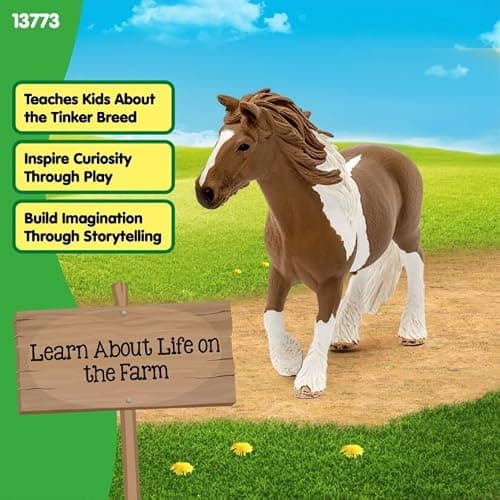 Schleich Farm World Realistic Tinker Mare Horse Figurine - Highly Detailed and Durable Farm Animal Toy, Fun and Educational Play for Boys and Girls, Gift for Kids Ages 3+ thumbnail 4