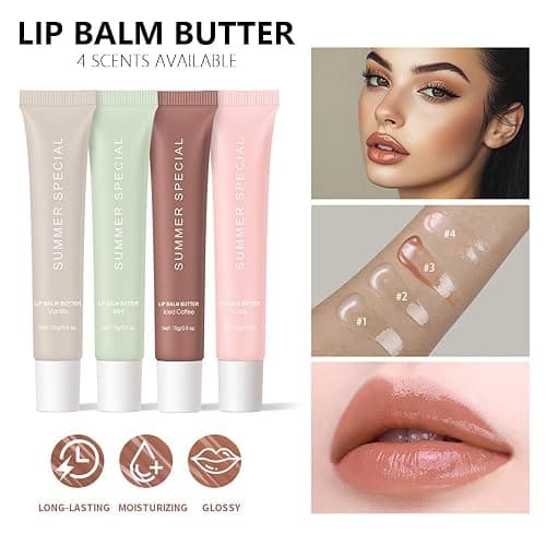 HHLTOH 4 PCS Summer Special Butter Lip Balm – Ultra-Hydrating Lip Care with Shea Butter & Olive Oil, Soothes Dry Lips with Natural Tint & Gloss Effect, Lip Plumper Moisture & Light Lip Stain Finish thumbnail 5
