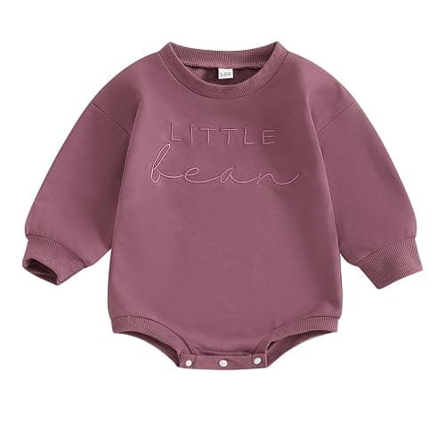 VISGOGO Newborn Baby Girl Boy Bubble Romper 3 6 9 12 18M Onesie Sweatshirt Long Sleeve Oversized Fall One-Piece Bodysuit - Image 1