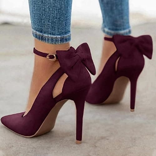 Donne a Punta Punta Tacchi Alti Donna Tacchi Sottili Signore Sexy Pompe da Donna Fibbia Cinturino Femminile Moda Bowknot Scarpe Size 37-40 thumbnail 4