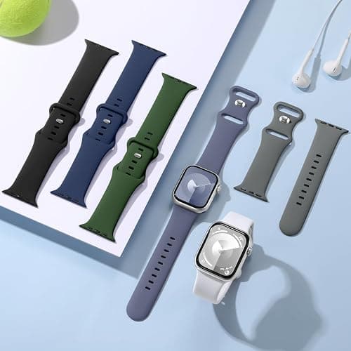 Lenrao 6 Pack Sport Band Compatible with Apple Watch Band 46mm 44mm 45mm 40mm 42mm 38mm 41mm 49mm Men Women, Soft Silicone Waterproof Strap for iWatch Band Series 11 10 9 8 7 6 5 4 3 2 1 SE Ultra thumbnail 4