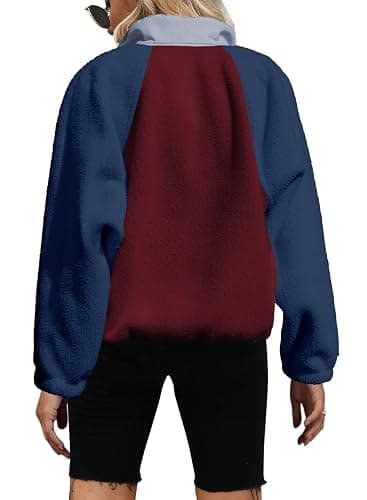 Yanekop Womens Fuzzy Fleece Pullover Sherpa Sweatshirt Long Sleeve Button Down Sweater Winter Fleece Jacket with Pockets thumbnail 2