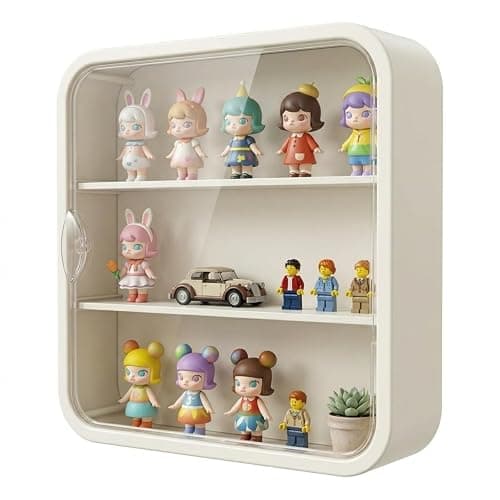 APACALI Display Case for Figures, 12x12x3 Inch Clear Display Case Desktop Organizer Shelf Milky White Wall Mounted Storage Box for Collectibles thumbnail 8