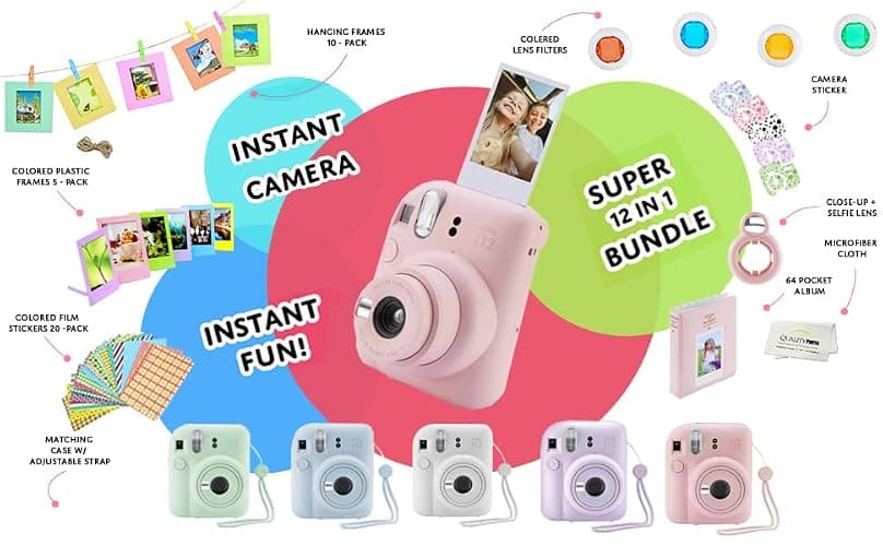 Fujifilm Instax Mini 12 Instant Camera + 60 Photo Prints + Quality Photo Value Bundle, Case, Decoration Stickers, Frames, Photo Album, (Blossom Pink) thumbnail 8