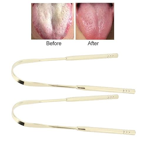 2pcs Tongue Scraper for Adults Stainless Steel U Shape Tongue Cleaner Reduce Bad Breath for Oral Care Hygiene(Gold) thumbnail 3