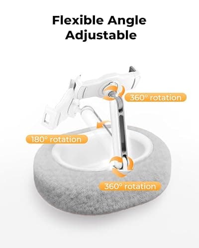 SupeDesk Kindle Pillow Stand – Soft Grey Fuzzy Tablet Holder with Storage Bowl, Hands-Free Lap Stand for Bed, Couch – Compatible with Kindle, iPad, Phones & E-Readers (Gray) thumbnail 4