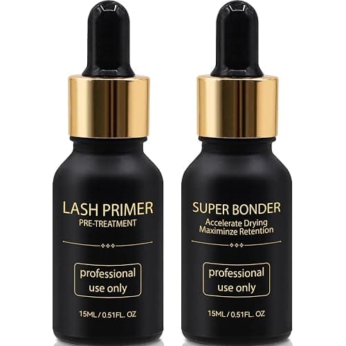 Miuffue Lash Bonder and Primer Kit for Eyelash Extensions, Glue Accelerator Lash Sealant, Eyelash Extension Primer Protein Oil Remover, Adhesive Makeup Tools for Professional Use (15ml+15ml) - Image 1