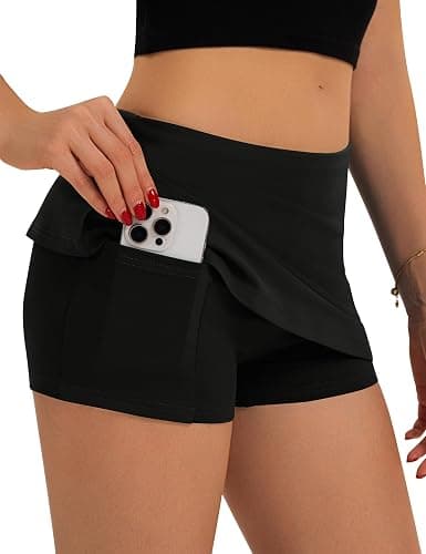 LOMON Women's Low Waist Casual Micro Mini Skirt with Built-in Shorts with Pockets Stretchy Skorts Summer Outfits 2026 thumbnail 3