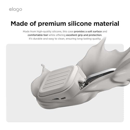 elago Armor Compatible with AirPods 4 Case - for AirPods 4th Generation Cover, Carabiner Included, Supports Wireless Charging, Shock Resistant, Full Protection (Stone) thumbnail 3