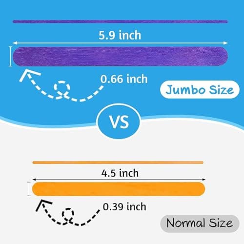 WISYOK 180 Pcs 6' Colored Jumbo Wooden Craft Sticks - Rainbow Wooden Popsicle Sticks for Creative Designs or Kids Education, Home Art Projects thumbnail 3