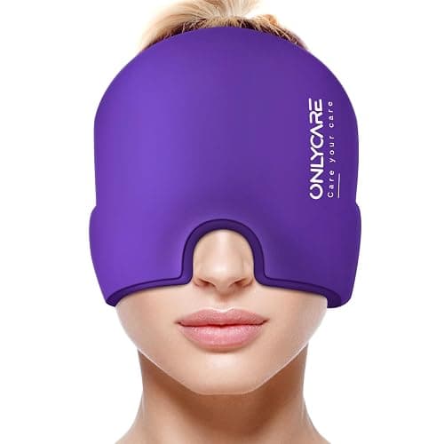 ONLYCARE Migraine Relief Cap, Soothing Headache Hat, Upgraded Odorless Gel Ice Head Wrap, Hot and Cold Therapy, Headache Ice Pack for Tension and Stress(Purple) - Image 1
