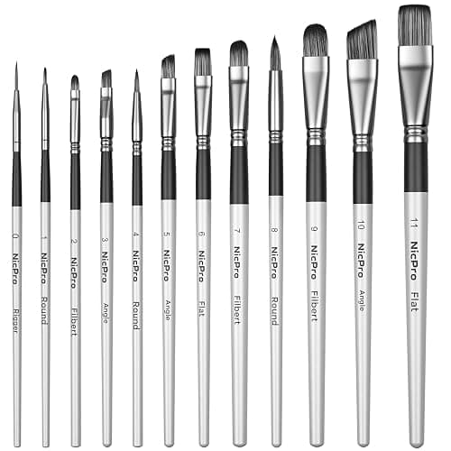 Nicpro 12PCS Artist Paint Brush Set, Craft Paint Brushes for Acrylic Painting, Oil, Watercolor, Gouache, Tempera, Face, Body, Fabric, Leather, Model, Art Supplies Paintbrushes for Artists Beginners - Image 1