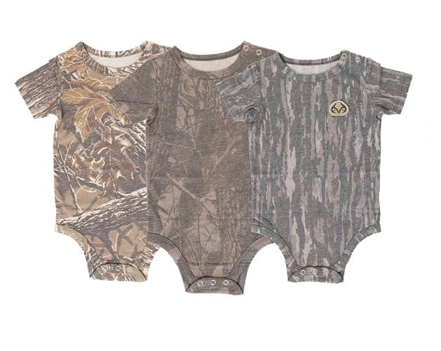 Realtree Vintage Camo Baby One Piece, Infant Short Sleeve Bodysuit, Ultra Soft Tri-Blend Outfit, 3-Pack thumbnail 2