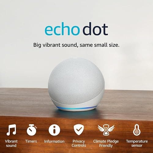 Echo Dot (Newest gen) | Big vibrant sound Wi-Fi and Bluetooth smart speaker with Alexa | Glacier White thumbnail 7