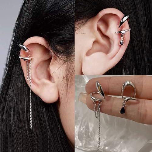 35 PCS Gold Silver Adjustable Ear Cuffs Earrings for Women Non-Piercing Cartilage Clip on Earrings Wrap Ear Jewelry Set,Punk Snake Butterfly Claw Stud Earrings for Women Gift thumbnail 5