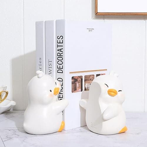 JARPSIRY Cute Hug Ducks Decorative Bookends, Unique Book Ends to Hold Books Creative Resin Book Holder Stopper for Home Office Desk Bookshelf Decoration thumbnail 5