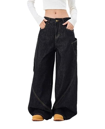 Lafaguw Baggy Jeans for Woman Men High Waisted Barrel Leg Jeans Casual Loose Denim Pants Streetwear Clothes thumbnail 2