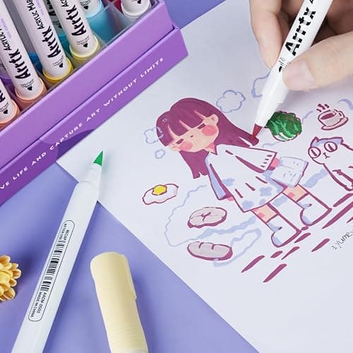 Arrtx 30 Colors Acrylic Paint Pens for Rock Painting, Extra Brush Tip, Water Based Paint Markers for Stone, Glass, Easter Egg, Wood and Fabric Painting-No Toxic,No Odor thumbnail 2