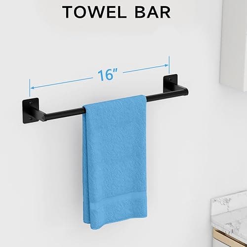 KLJKPA Black Bathroom Accessories Set, 4-Piece Bathroom Hardware Set | 16 inch Towel Bar, Towel Racks for Bathroom, Robe Towel Hooks, Toilet Paper Holder Wall Mounted thumbnail 3