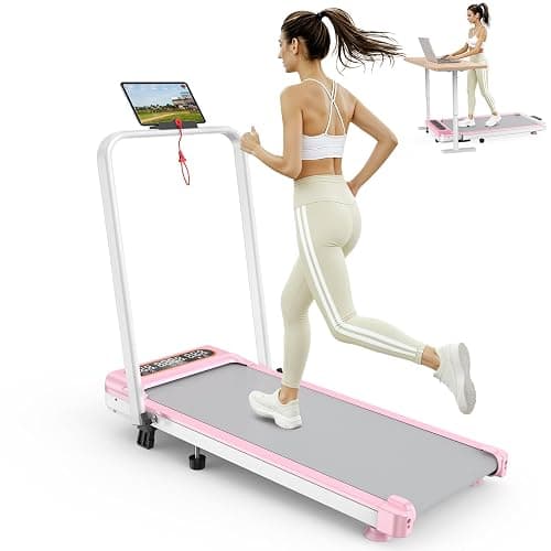 Foldable Treadmill with 8% Incline, Upgrade 3.5HP Low Noise Walking Pad Treadmill with Handle Bar, Trisomy 4 in 1 Portable Under Desk Treadmills for Home/Office, 330 Lbs Capacity, APP & Remote Control - Image 1