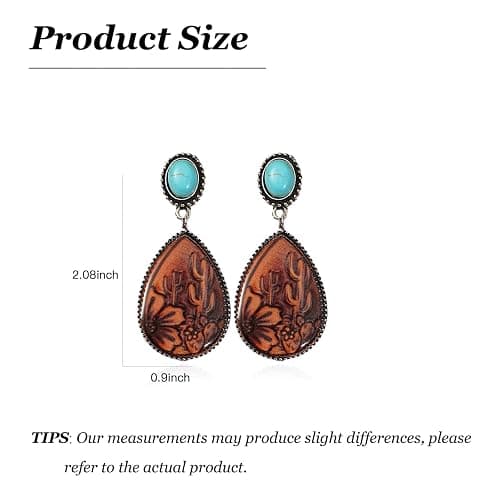Western Earrings Outfit for Women Oval Silver Earrings Dangle Turquoise Western Jewelry Country Concert Outfits for Women Dress thumbnail 6